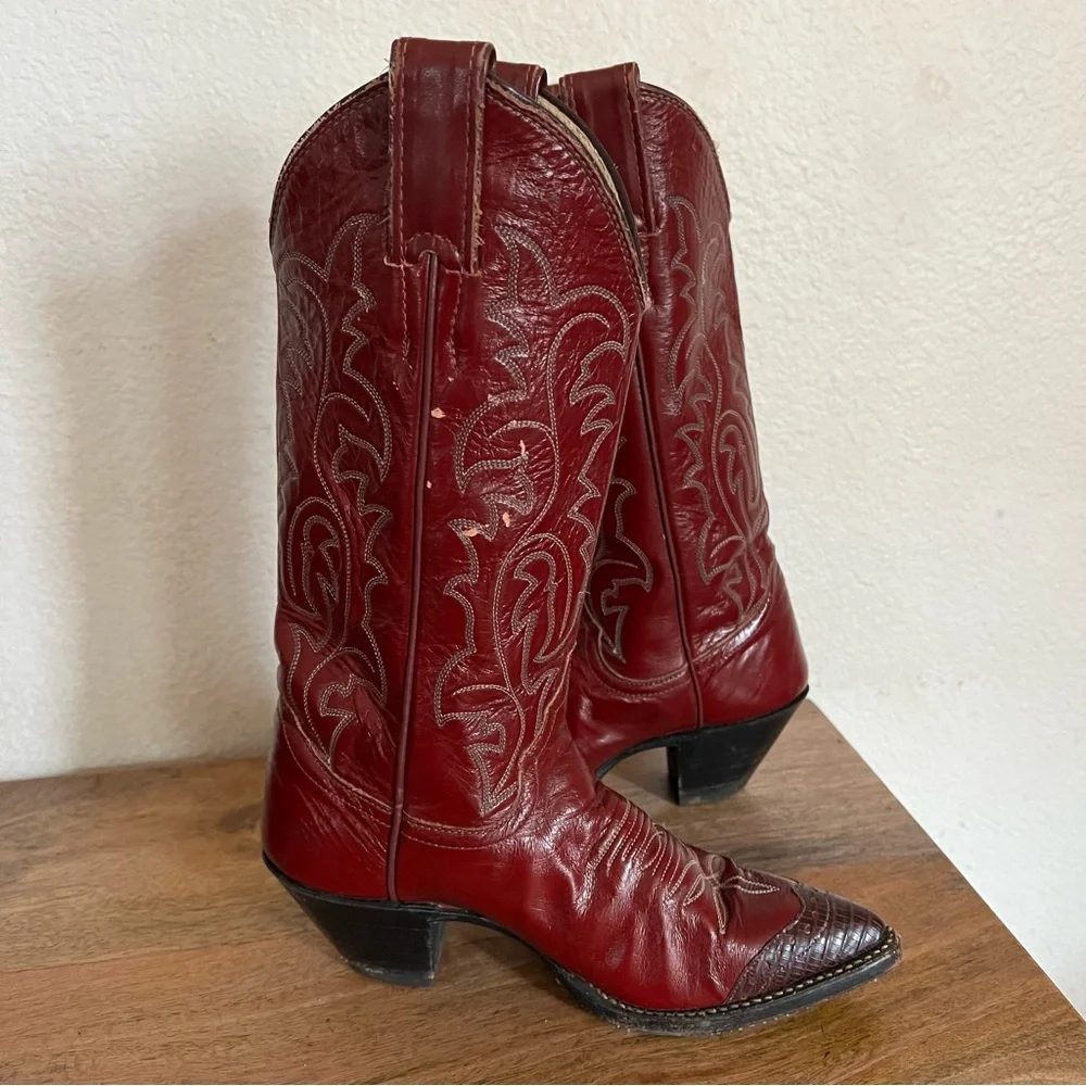 Justin Deep Red Leather Talk Boots Style J7521 Size 3C